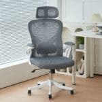 כיסא מחשב משרדי מתכוונן דגם 7005 בצבע אפור שילוב לבן