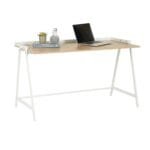 שולחן כתיבה מעוצב דגם 1201 בצבע עץ בשילוב לבן