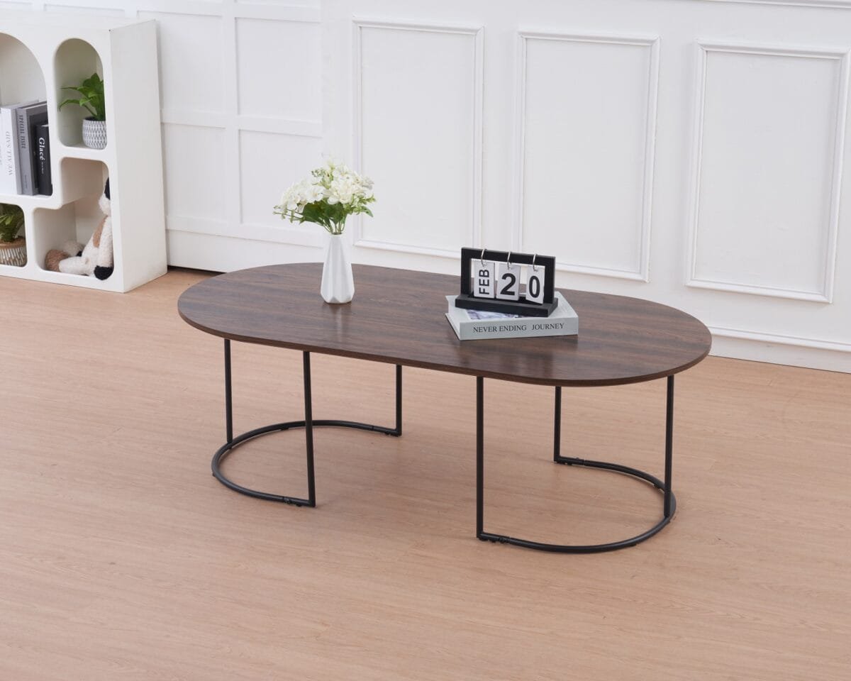 ⁦שולחן קפה אובלי לסלון בצבע עץ אגוז דגם 5009⁩ – תמונה ⁦5⁩