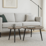 זוג שולחנות סלון עגולים בצבע אגוז דגם 5007