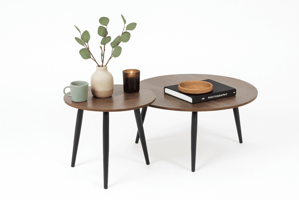 זוג שולחנות קפה אגוז מבית STEP UP דגם 5007