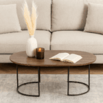 שולחן קפה אובלי לסלון בצבע עץ אגוז דגם 5009