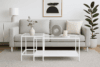 זוג שולחנות קפה לסלון עשויים מתכת בצבע לבן בשילוב זכוכית דגם 5006