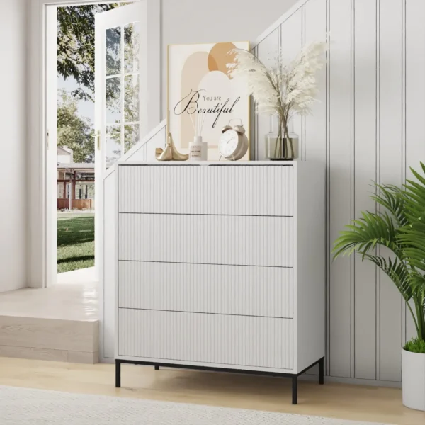 שידת אחסון 4 מגירות דגם 5049 בצבע לבן