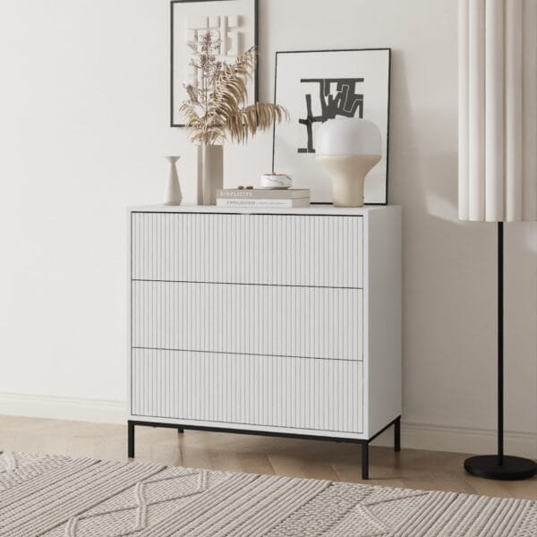 שידת אחסון 3 מגירות דגם 5050 בצבע לבן