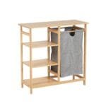 כוננית במבוק 3 מדפים עם סל כביסה  לחדר רחצה דגם 907