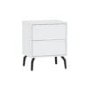 שידת לילה לבנה דגם 3072 מבית Step Up – עשויה MDF איכותי, שתי מגירות נוחות ורגלי מתכת יציבות. שילוב של עיצוב מודרני, נוחות ואיכות לחדר השינה.