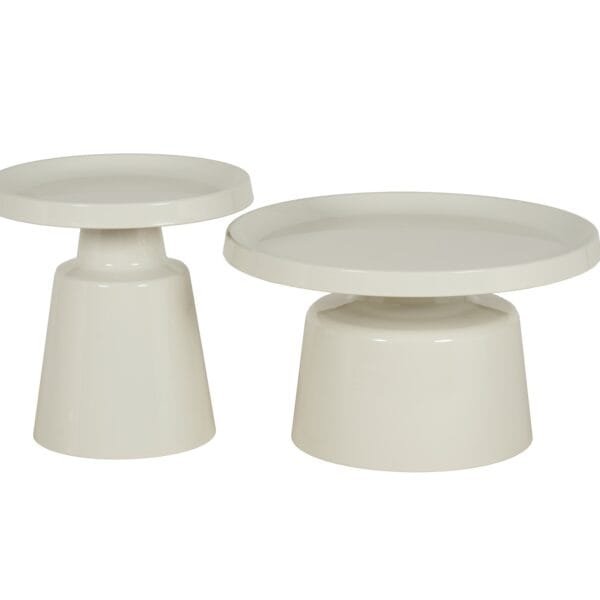 זוג שולחנות קפה עגולים לסלון דגם 5016 בצבע קרם מבית Step Up
