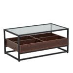 שולחן קפה מלבני לסלון בשילוב זכוכית דגם 5018 בצבע עץ אגוז