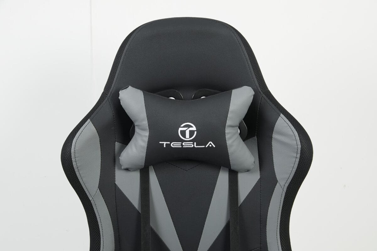 ⁦כיסא גיימינג כולל תאורת LED כרית עיסוי  והדום נפתח Tesla דגם 7031 אפור⁩ – תמונה ⁦7⁩