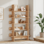 יחידת מדפים מעוצבת בצבע עץ דגם 201