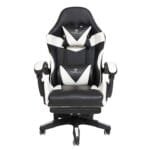 כיסא גיימינג כולל כרית עיסוי חשמלית והדום נפתח לרגליים Tesla דגם 7038 בצבע לבן