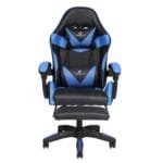 כיסא גיימינג כולל כרית עיסוי חשמלית והדום נפתח לרגליים Tesla דגם 7038 בצבע כחול