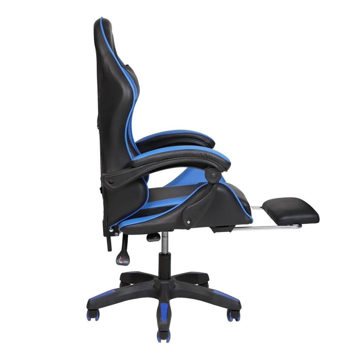 ⁦כיסא גיימינג כולל כרית עיסוי חשמלית והדום נפתח לרגליים Tesla דגם 7038 בצבע כחול⁩ – תמונה ⁦2⁩