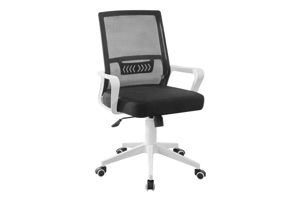 ⁦כיסא מחשב משרדי מתכוונן דגם 7018 מבית Step Up צבע לבן שילוב שחור⁩ – תמונה ⁦2⁩