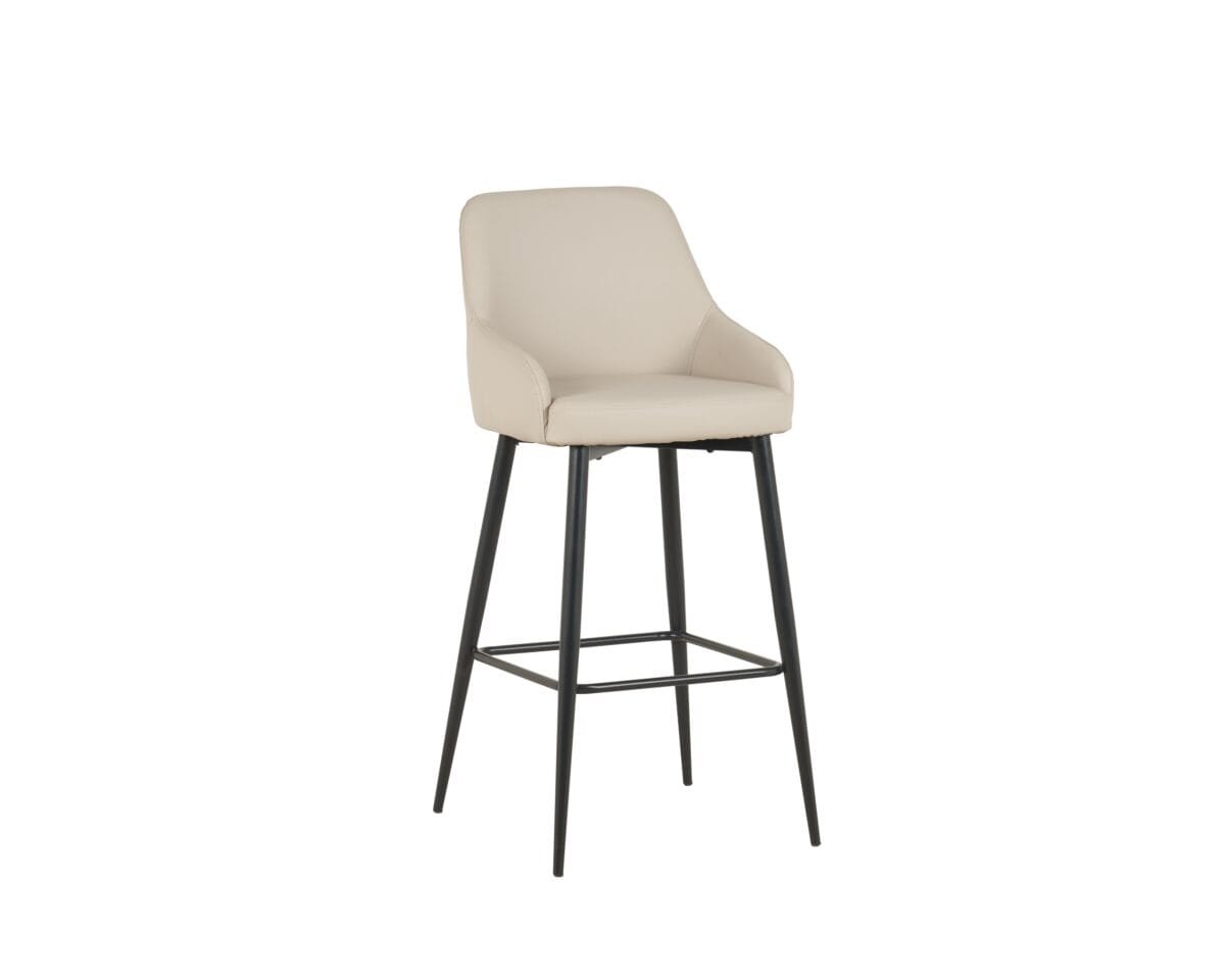 ⁦כיסא בר בריפוד דמוי עור דגם 6134 בצבע קרם⁩ – תמונה ⁦2⁩