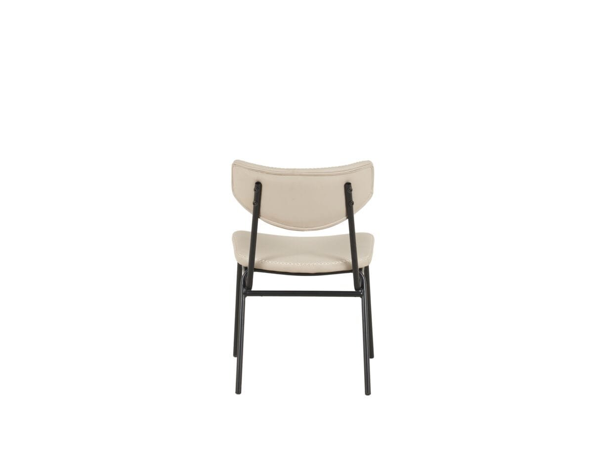 ⁦כיסא בריפוד דמוי עור לפינת אוכל דגם 6135 בצבע קרם⁩ – תמונה ⁦3⁩