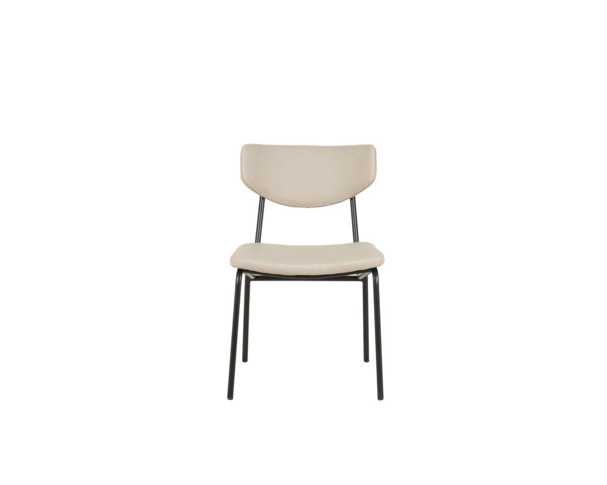 ⁦כיסא בריפוד דמוי עור לפינת אוכל דגם 6135 בצבע קרם⁩ – תמונה ⁦2⁩