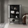 ⁦יחידת מדפים ממתכת בשילוב דלתות זכוכית דגם 211 בצבע שחור⁩ – תמונה ⁦3⁩