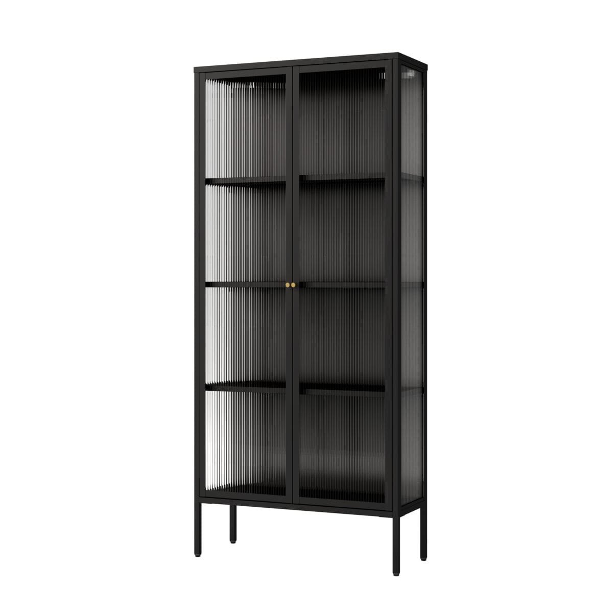 ⁦יחידת מדפים ממתכת בשילוב דלתות זכוכית דגם 205 בצבע שחור⁩ – תמונה ⁦5⁩