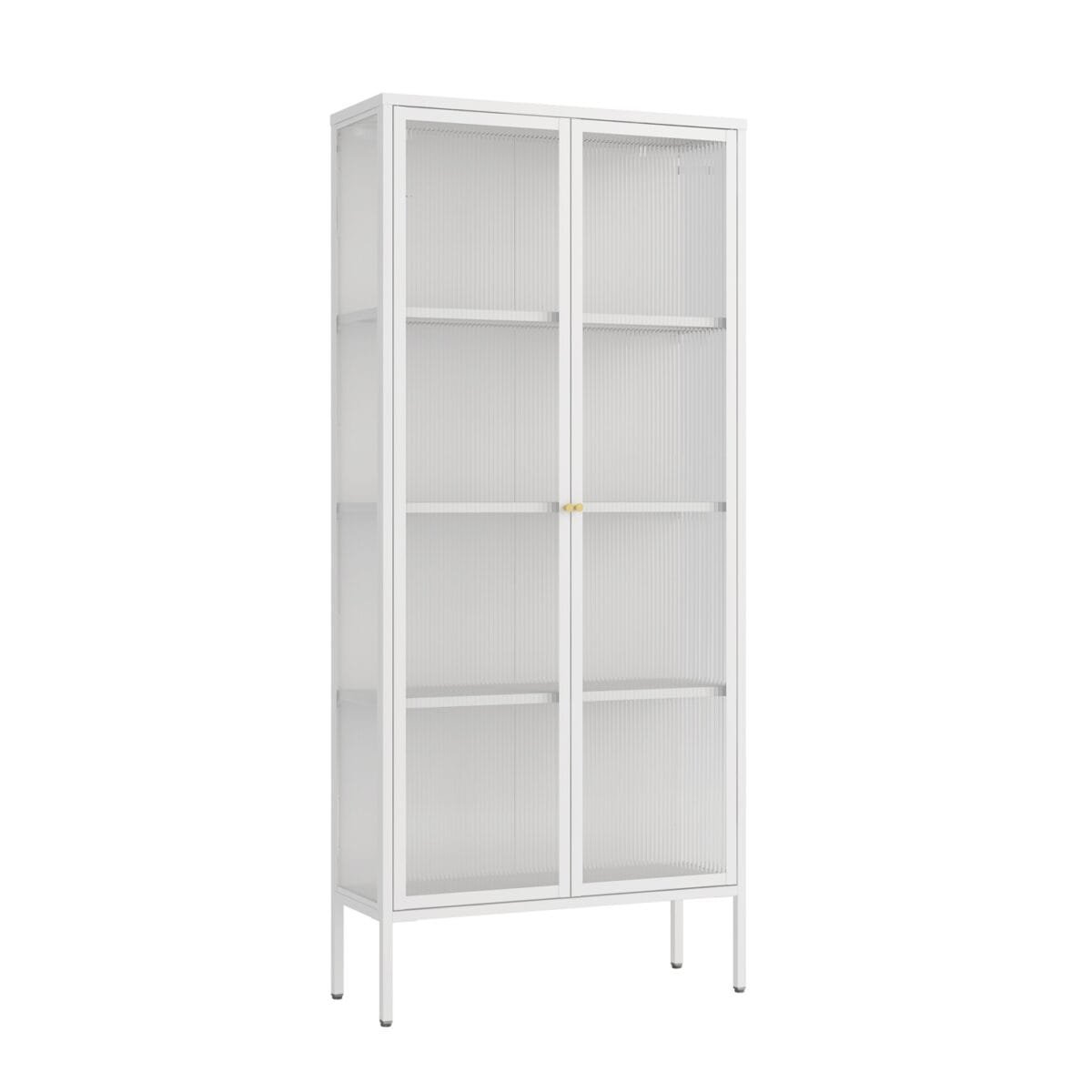 ⁦יחידת מדפים ממתכת בשילוב דלתות זכוכית דגם 205 בצבע לבן⁩ – תמונה ⁦5⁩