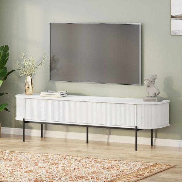 מזנון טלוויזיה יוקרתי לסלון דגם 4081  ניתן לתלייה באורך 180 ס"מ צבע לבן