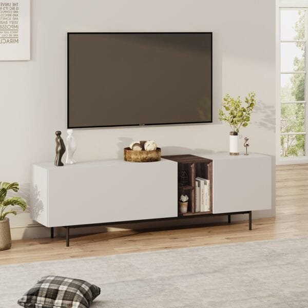 מזנון טלוויזיה יוקרתי לסלון דגם 4083 באורך 180 ס"מ צבע סהרה שילוב אגוז