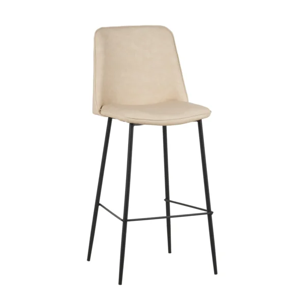 כיסא בר בריפוד דמוי עור דגם 6137 בצבע קרם