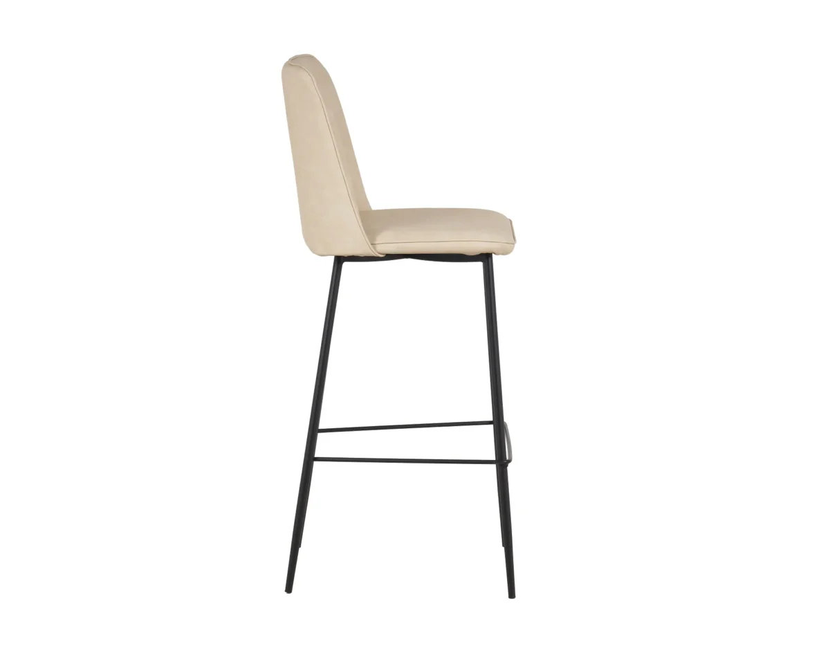 ⁦כיסא בר בריפוד דמוי עור דגם 6137 בצבע קרם⁩ – תמונה ⁦2⁩