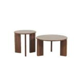 זוג שולחנות קפה עגולים דגם 5023 בצבע עץ אגוז