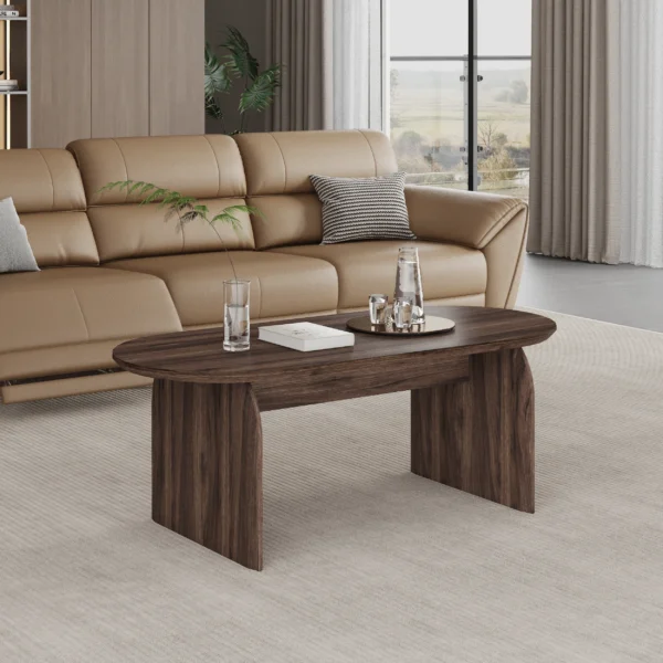 שולחן סלון אובלי צבע עץ אגוז דגם 4025