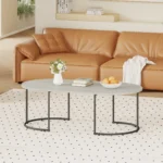 שולחן סלון אובלי בגימור טרוונטין דגם 5009