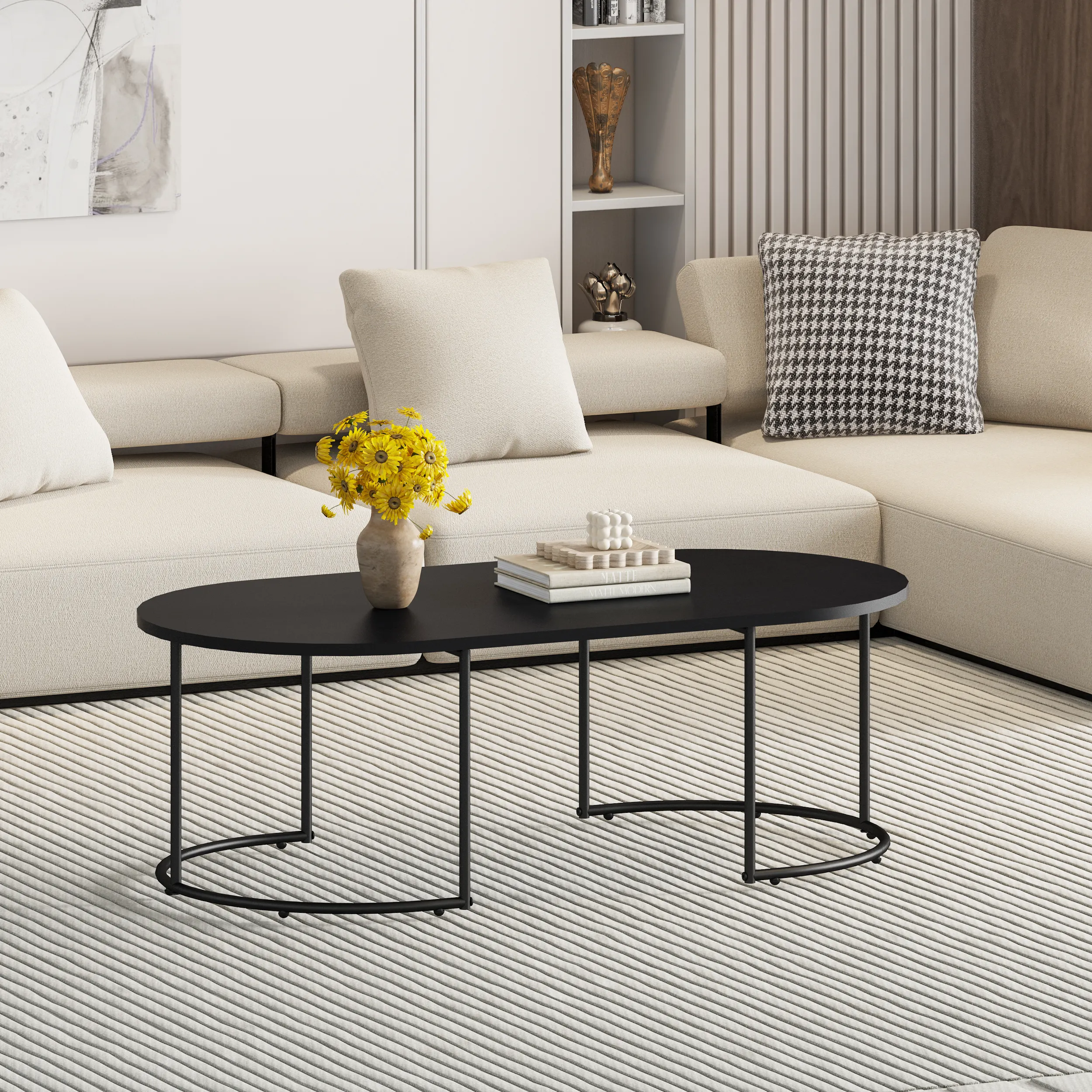 CT5009BLACK (1) שולחן סלון אובלי בצבע שחור דגם 5009 – תמונה 1