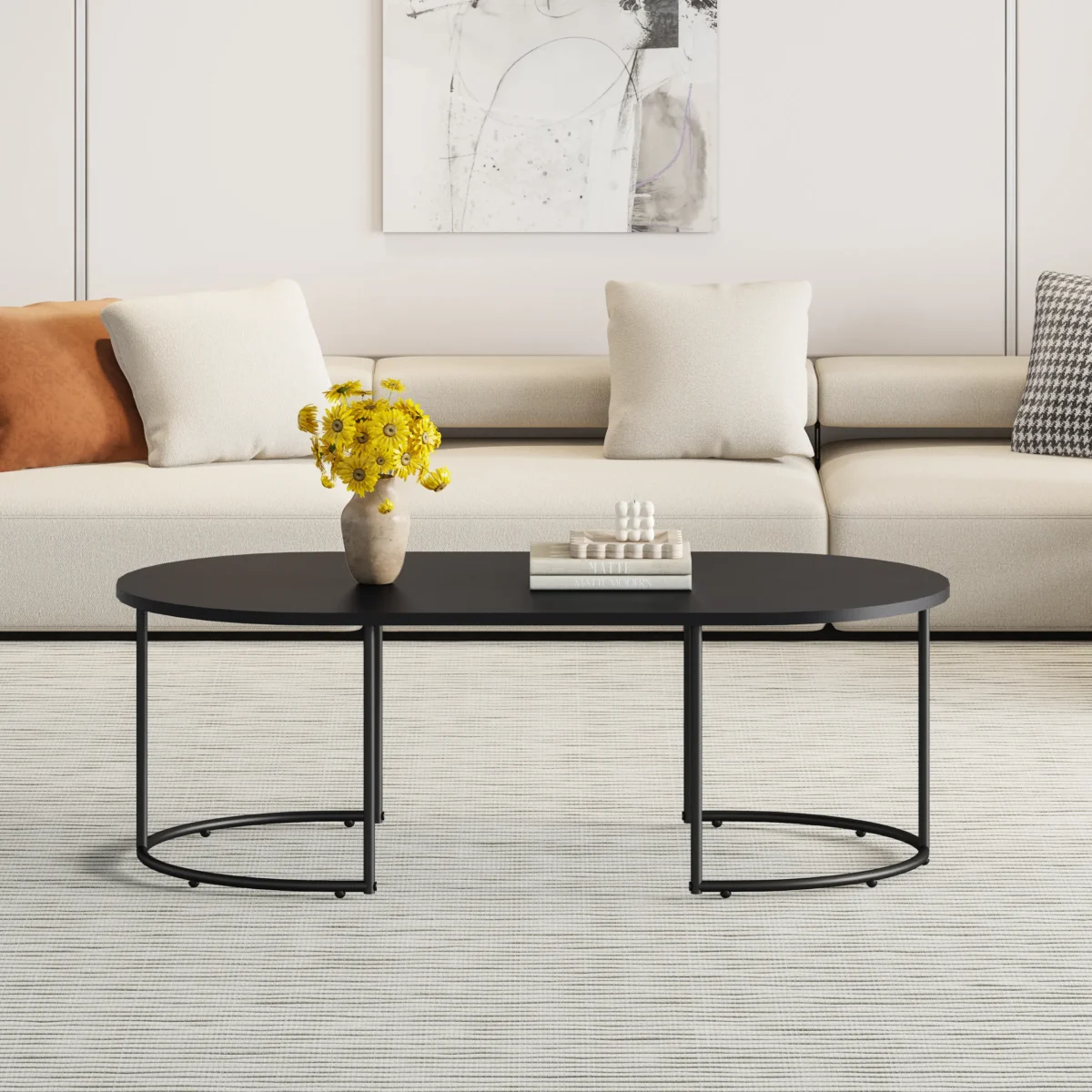 שולחן סלון אובלי דגם 5009 בצבע שחור הוא פתרון מושלם לסלון מודרני המחפש שילוב מדויק בין עיצוב אלגנטי, פרקטיות יומיומית ויציבות גבוהה.