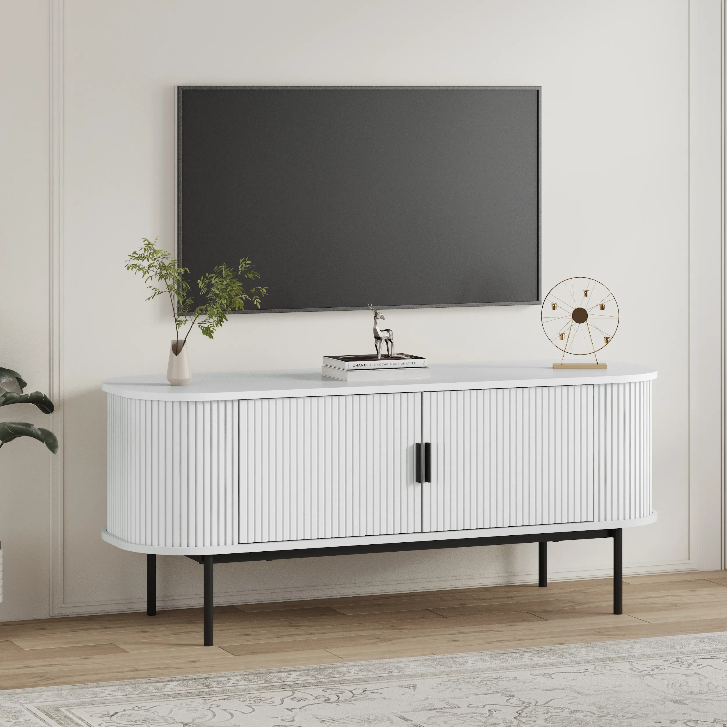 TV4078WHITE (1) מזנון טלוויזיה מעוצב לסלון דגם 4078 באורך 120 ס"מ צבע לבן – תמונה 1