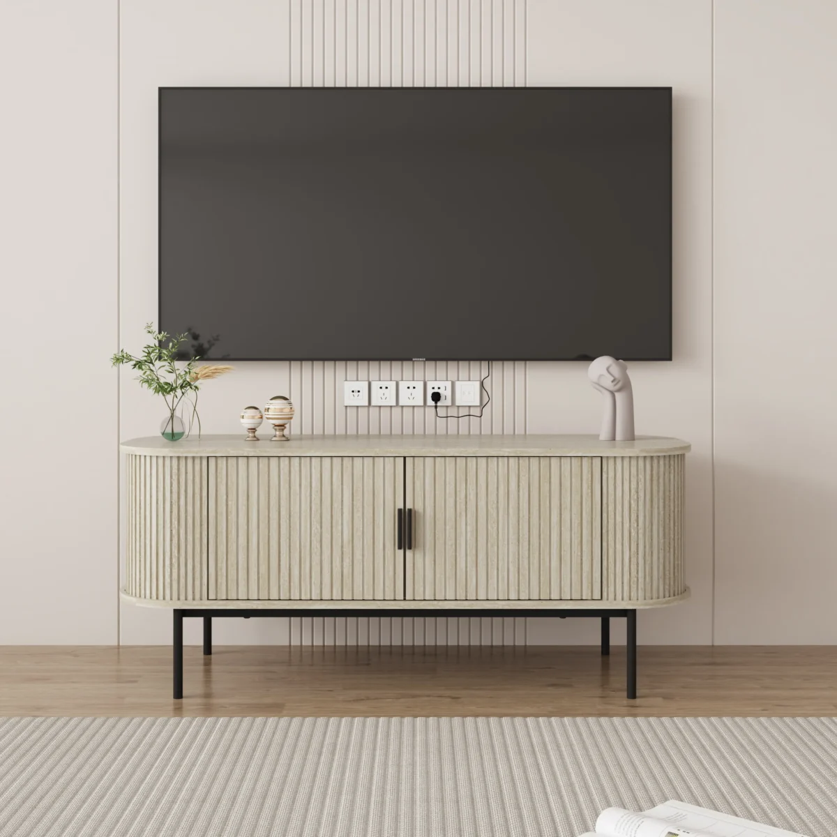 ⁦מזנון טלוויזיה מעוצב לסלון דגם 4078 באורך 120 ס"מ בגימור טרוונטין⁩ – תמונה ⁦2⁩