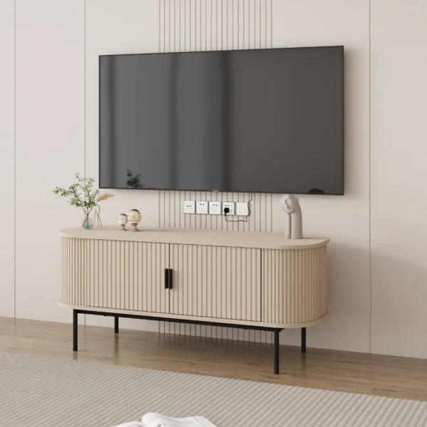 מזנון טלוויזיה מעוצב לסלון דגם 4078 באורך 120 ס"מ צבע קרם - סהרה