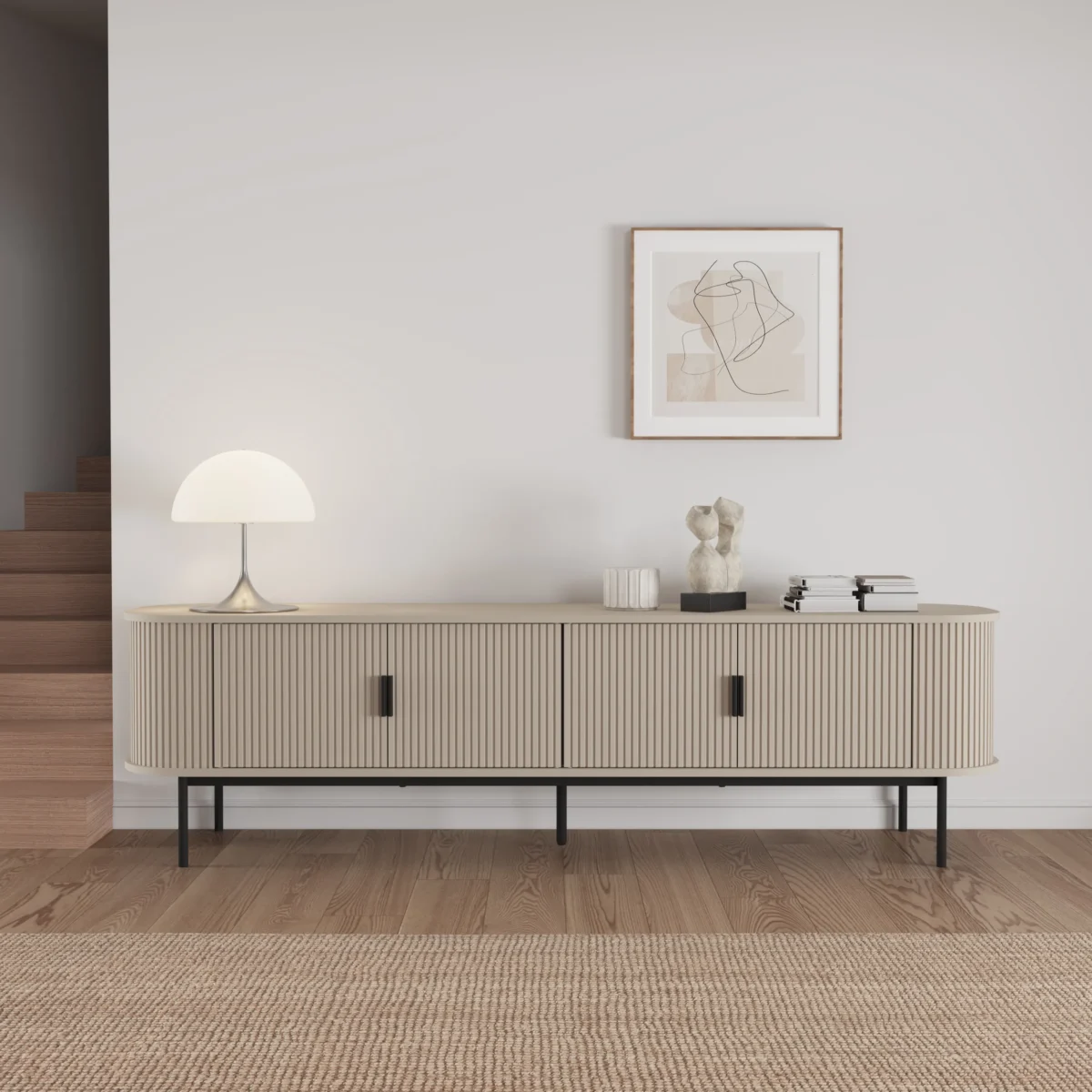 ⁦מזנון טלוויזיה יוקרתי לסלון דגם 4080 באורך 180 ס"מ צבע קרם - סהרה⁩ – תמונה ⁦2⁩