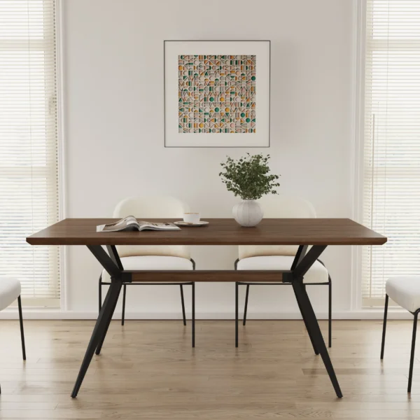 שולחן פינת אוכל מלבני דגם 818 בצבע עץ אגוז