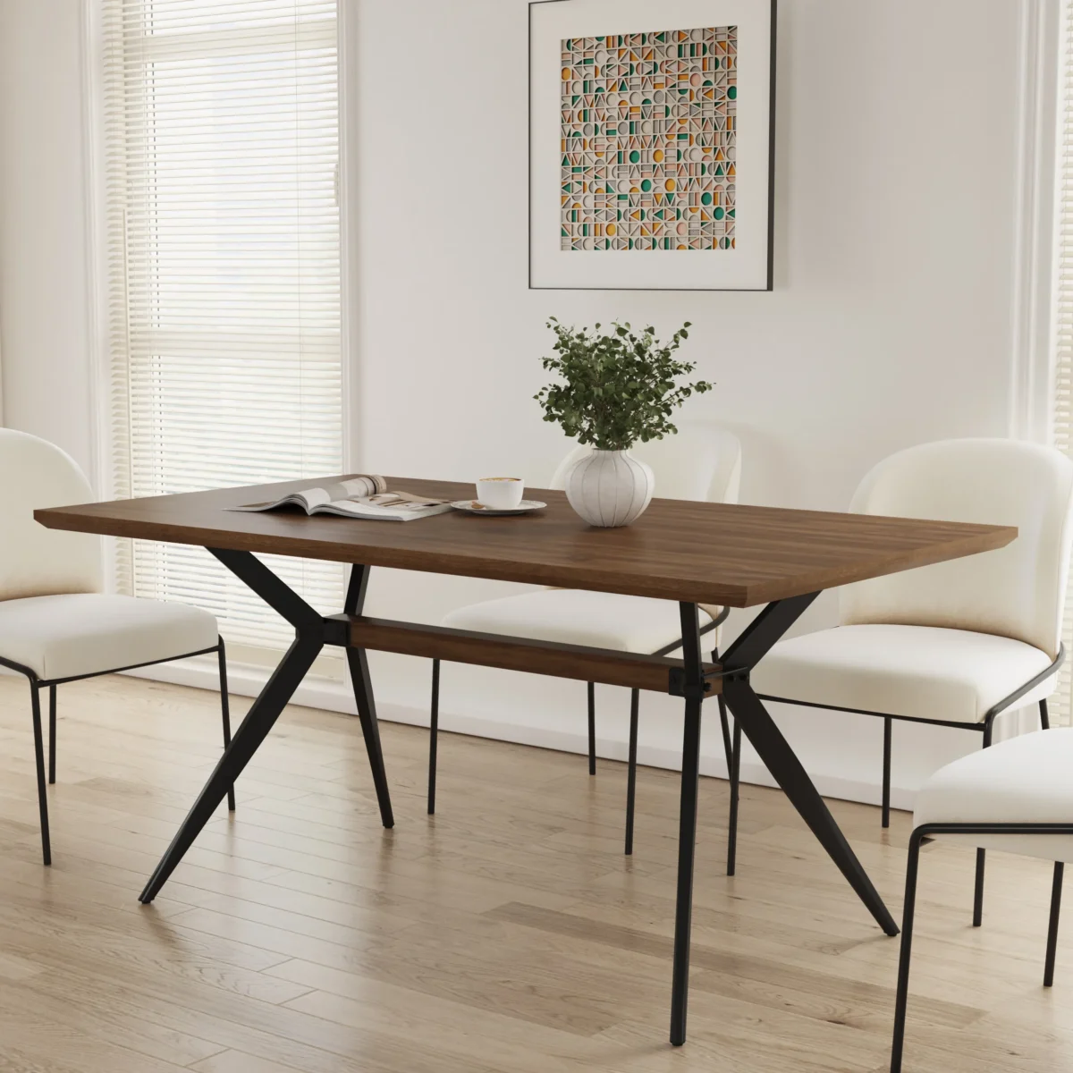 ⁦שולחן פינת אוכל מלבני דגם 818 בצבע עץ אגוז⁩ – תמונה ⁦2⁩