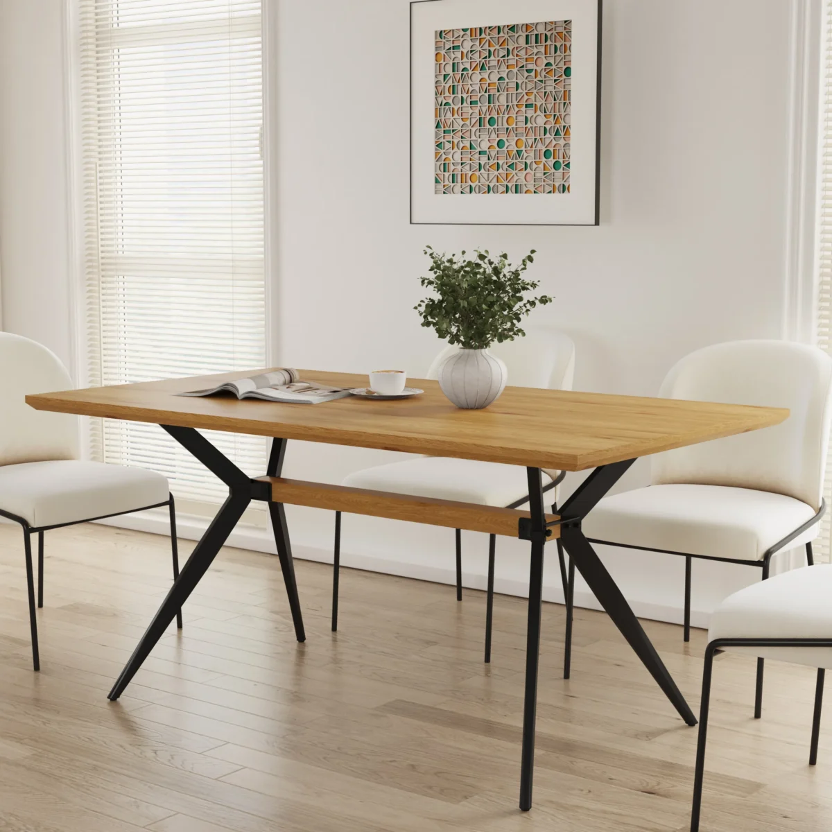 ⁦שולחן פינת אוכל מלבני דגם 818 בצבע עץ אלון⁩ – תמונה ⁦2⁩