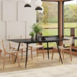 שולחן פינת אוכל מלבני נפתח בצבע עץ שחור דגם 802