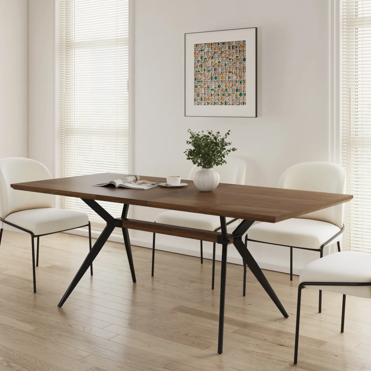 ⁦שולחן פינת אוכל מלבני נפתח דגם 807 בצבע עץ אגוז⁩ – תמונה ⁦3⁩