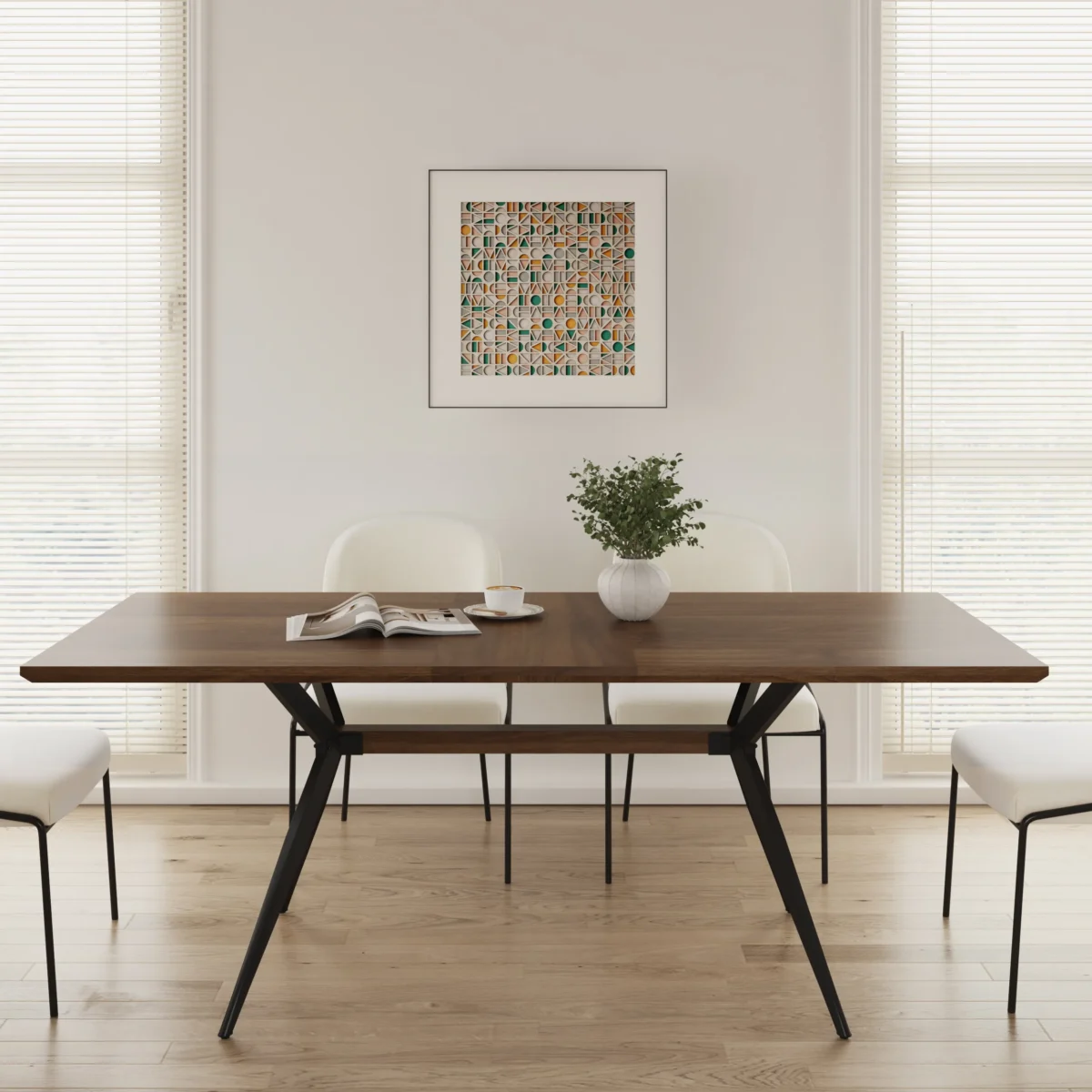 ⁦שולחן פינת אוכל מלבני נפתח דגם 807 בצבע עץ אגוז⁩ – תמונה ⁦4⁩