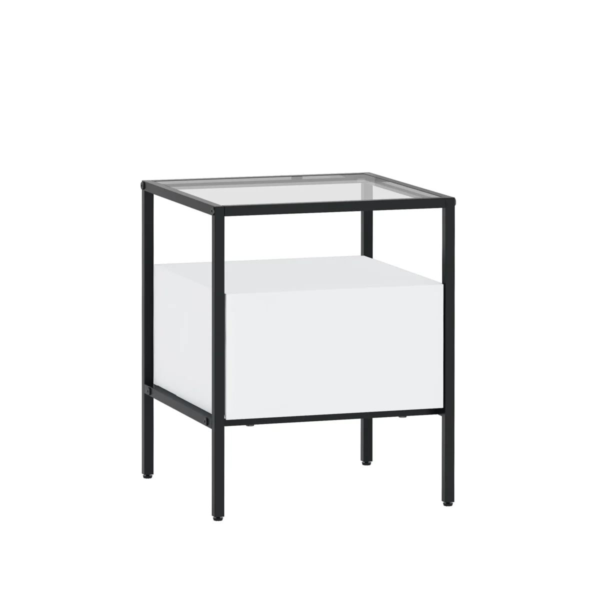 ⁦שידת לילה מעוצבת לצד המיטה בצבע לבן בשילוב זכוכית דגם 3284⁩ – תמונה ⁦3⁩