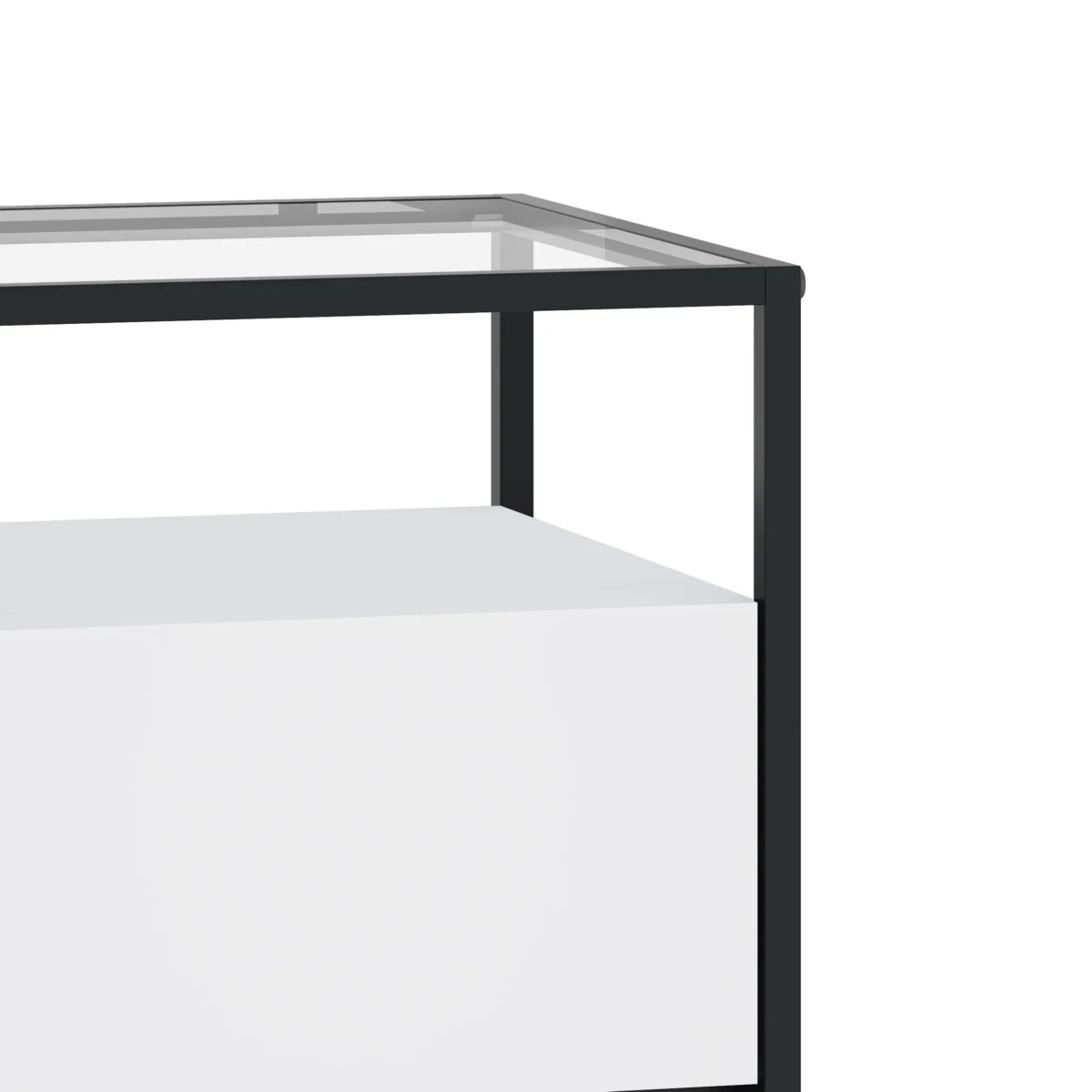 ⁦שידת לילה מעוצבת לצד המיטה בצבע לבן בשילוב זכוכית דגם 3284⁩ – תמונה ⁦7⁩