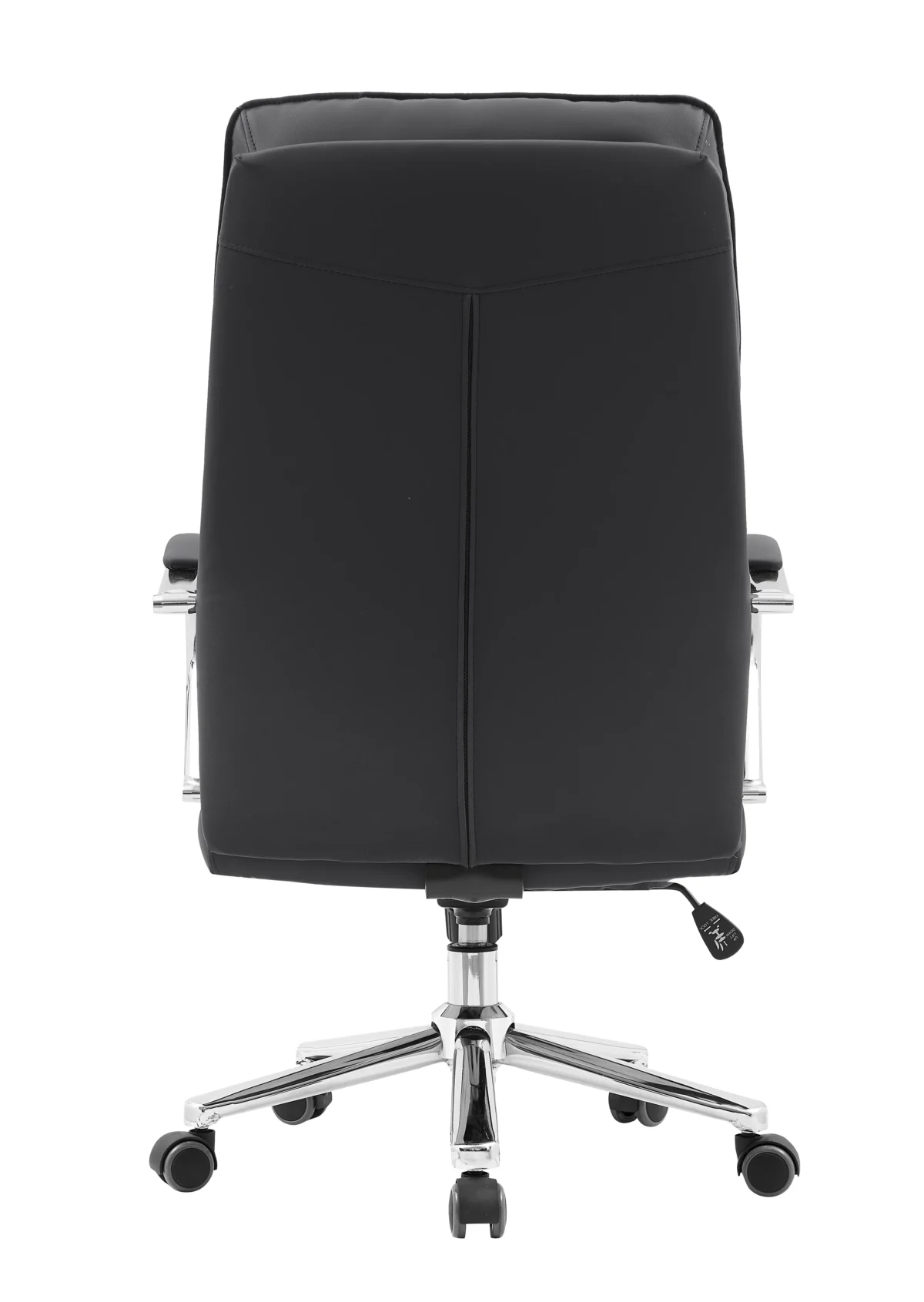 כסא מחשב דמוי עור בצבע שחור עם תפר אנכי במשענת – מבט אחורי