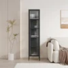 ⁦כוננית ויטרינה גבוהה עם דלת זכוכית דגם 220 בצבע שחור⁩ – תמונה ⁦3⁩