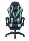 כיסא גיימינג Tesla דגם 7031 בצבע תכלת ושחור - מבט קדמי עם כרית תמיכה לצוואר ולגב
