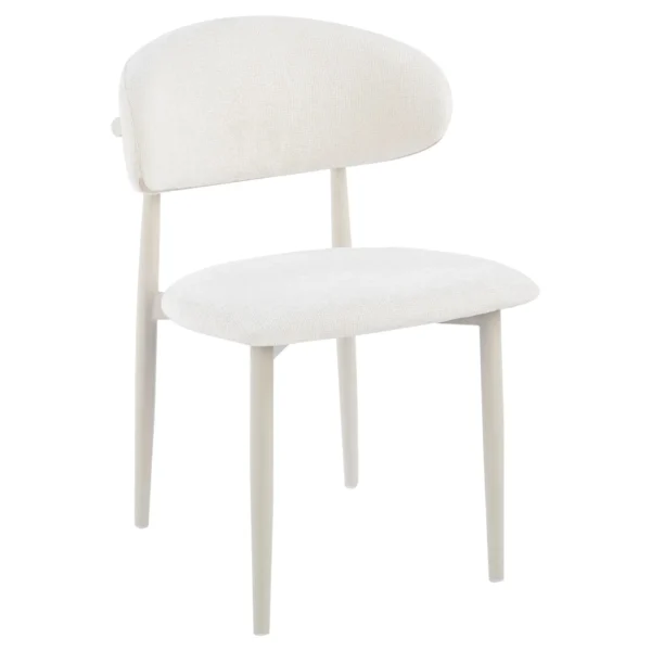 כיסא לפינת אוכל דגם 6220 בבד קרם עם רגליים בגוון קרם - מבט זוויתי